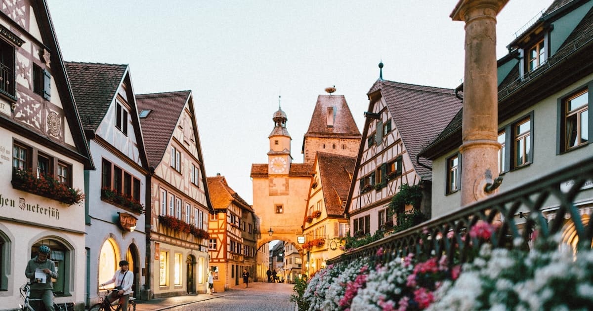 A charming German town street representing life in Germany